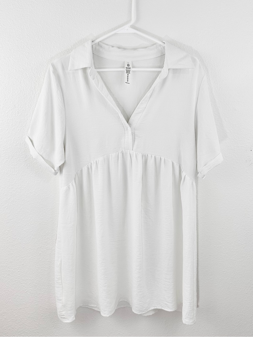 White Vacation Summer Beach Dress Size Large Minimalist Mini Dress